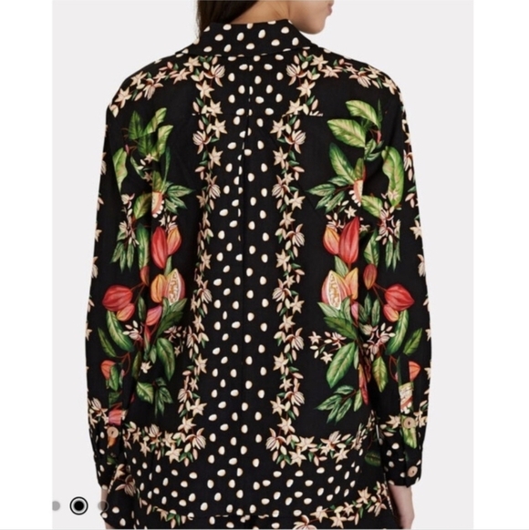 Farm Rio Cocoa Paradise Linen Blend Shirt Small NWOT - Picture 4 of 7